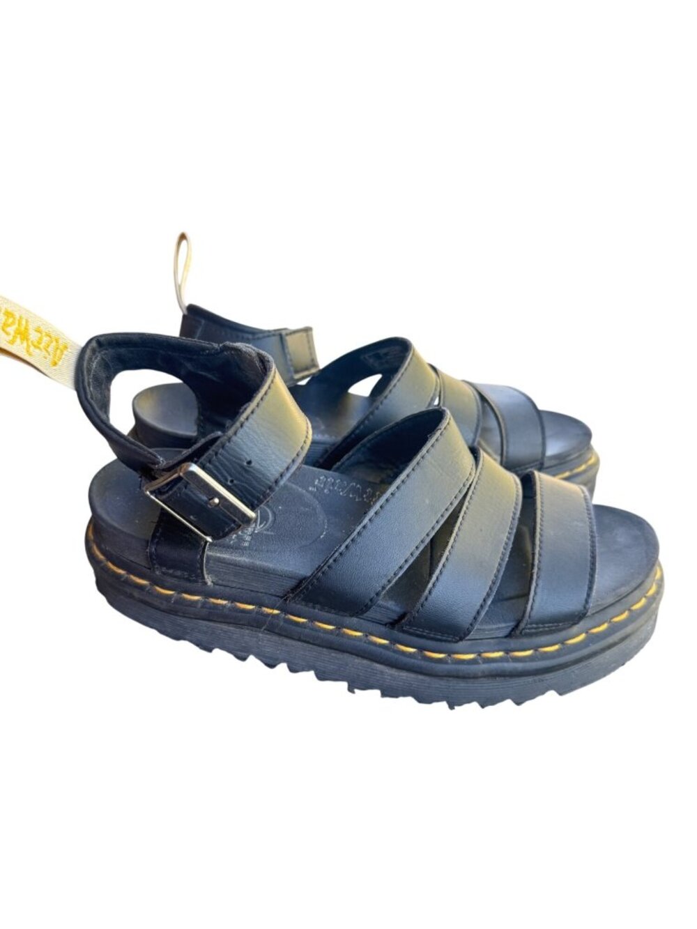 Dr. Martens Blaire Black Leather Womens Platform Sandals Size 7 US